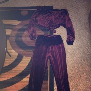 Velvet shoulderless two piece